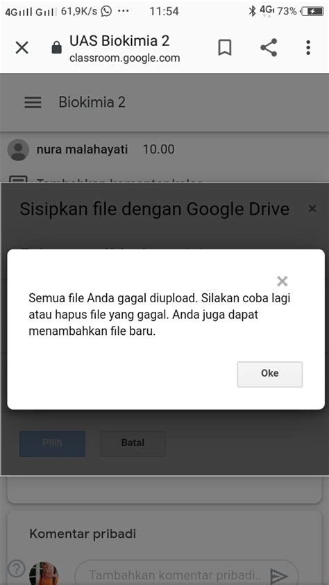 Kenapa setiap saya mau upload file tugas selalu ditolak server ...