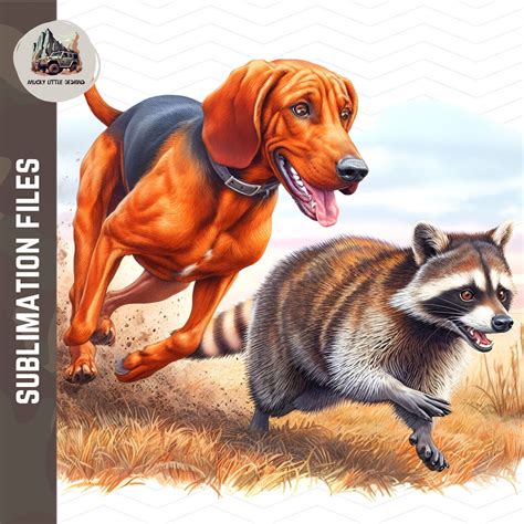 Redbone Coonhound Raccoon Hunting Sublimation Design Watercolor Raccoon