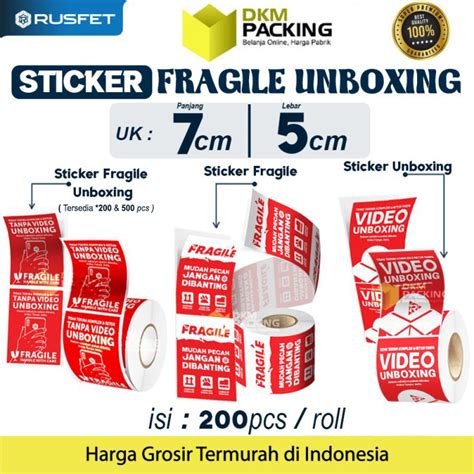 Jual Sticker Fragile Unboxing 5x7cm Stiker Label Cromo Handle With Care