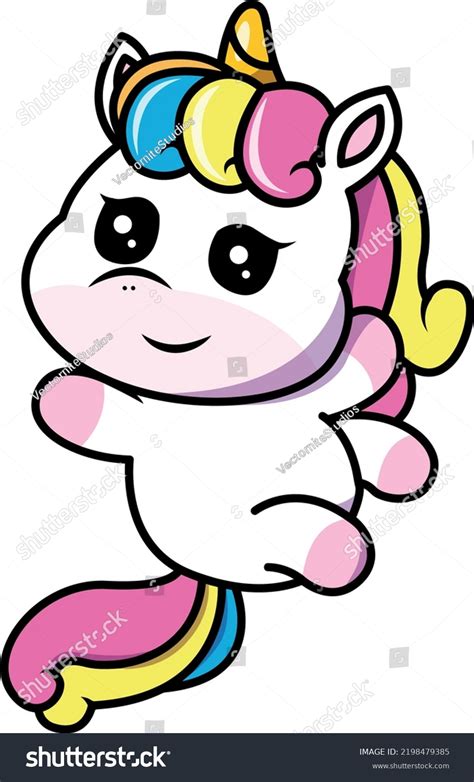 Cute Unicorn Cartoon Character Vector Illustration Stock Vector Royalty Free 2198479385