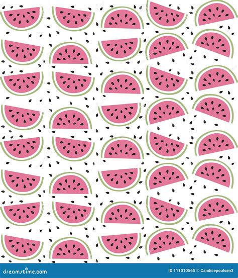 Colourful Watermelon With Seeds Seamless Pattern Texture Stock Vector