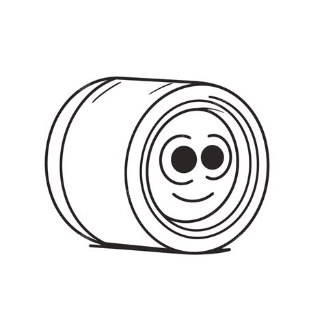 Silhouette Of A White Tube With Smiling Eyes Outline Sketch Drawing