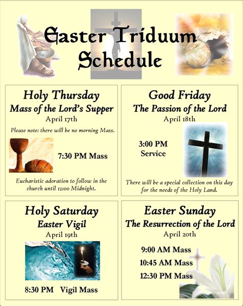 Easter Triduum Schedule – Our Lady Queen of the World Parish