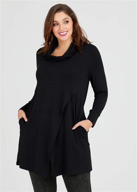 Shop Plus Size Bamboo Cocoon Tunic In Black Taking Shape Au