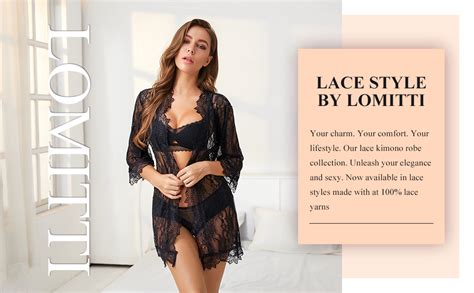 Lomitti Women S Floral Lace Kimono Robe Sexy Babydoll Lingerie Sheer