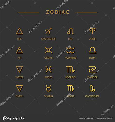 Signos Del Zodiaco Sobre Fondo Negro Vector De Stock De ©olhayerofieieva 126900316