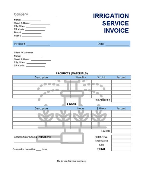 Irrigation Service Invoice Template Invoice Generator