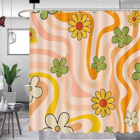 Retro Revival Vibrant Psychedelic Flower Power Shower Curtain