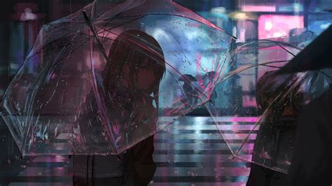 Anime Girl Umbrella Raining 4k 207 Wallpaper Pc Desktop