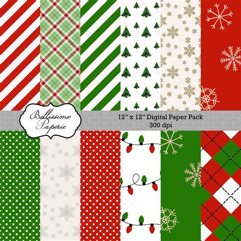 Christmas Themed Paper Pack 1 Scrapbook Paper 12 X12 Digital