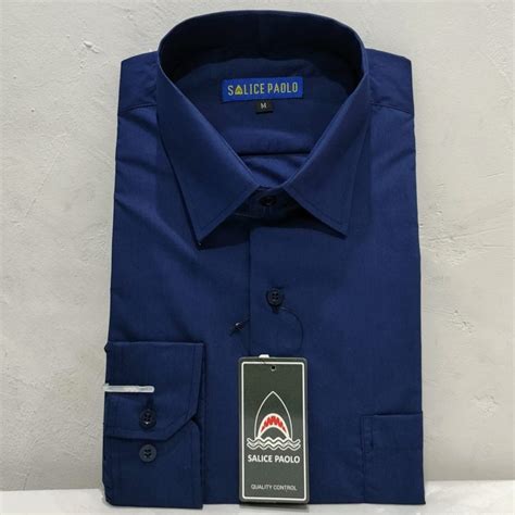 Jual Kemeja Pria Navy Polos Reguler Salice Paolo Lengan Panjang