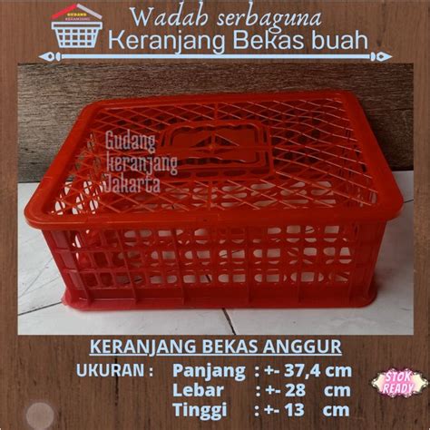 Jual KERANJANG PLASTIK BEKAS BUAH UKURAN PERKIRAAN P 37 4cm L 28cm T