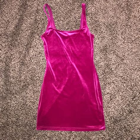 Urban Outfitters Dresses Urban Outfitter Fuchsia Square Neck Velvet Dress Poshmark