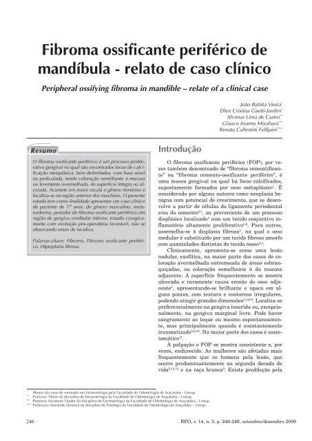 Fibroma Ossificante Periférico De Mandíbula Relato De Caso Clínico