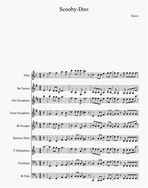 Scooby-doo Sheet Music Composed By Saxes 1 Of 4 Pages - Vois Sur Ton ...