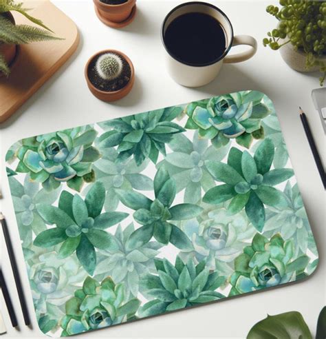 Floral Green Leaf Deskmat Wildflower Mousepad Floral Art Desk Office