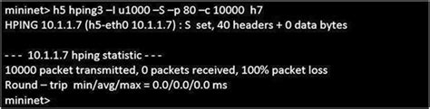 Flooded h5 to h7 - packets are dropped according to the information ...