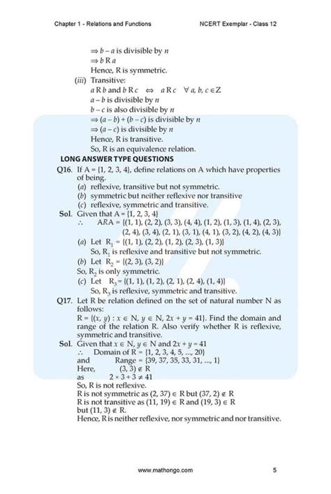 Ncert Exemplar For Class 12 Maths Chapter 1 Mathongo