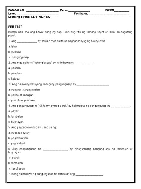 Worksheet Kayarian Ng Pangungusap Pdf