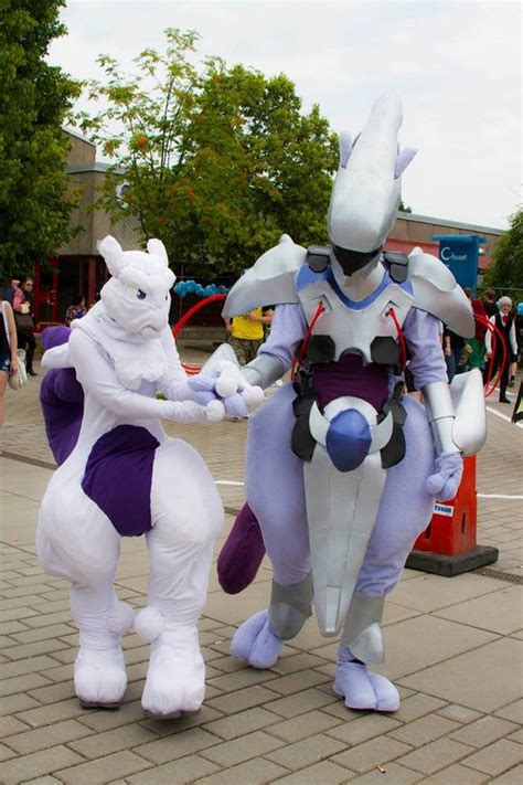 Armored Mewtwo and Mewtwo holding hands. (x-post from r/cosplay) : r/pokemon