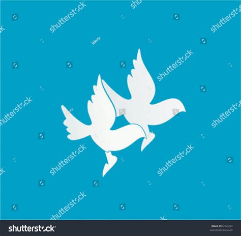 Two White Doves Flying Together One Vector De Stock Libre De Regalías