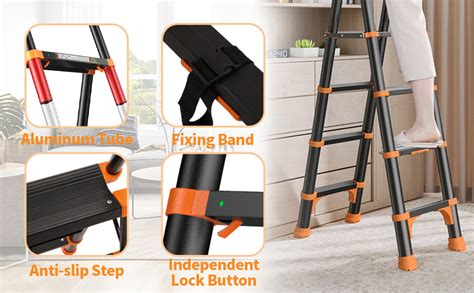 Rikade Telescoping Ladder A Frame Aluminum Telescopic Ladder With One