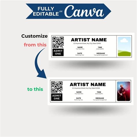 Concert Ticket Canva Template, EDITABLE DIY Event Printable, Surprise ...