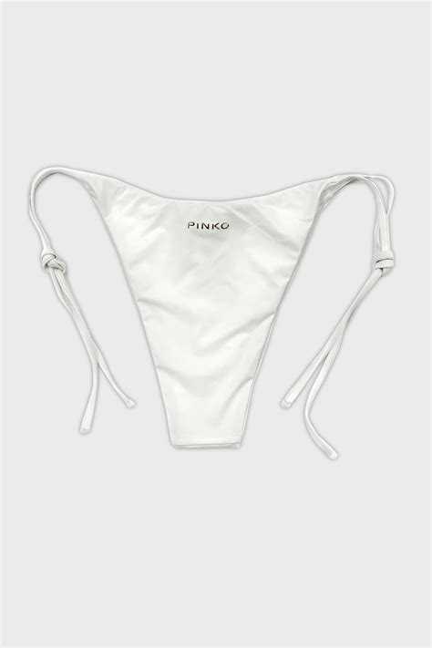 Pinko Yanlardan Bağlamalı Streç Jarse Bayan Bikini Altı 101268 A1PM Z04 BEYAZ Exxeselection