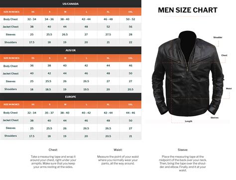 Mens Leather Motorcycle Jacket Size Chart | Reviewmotors.co