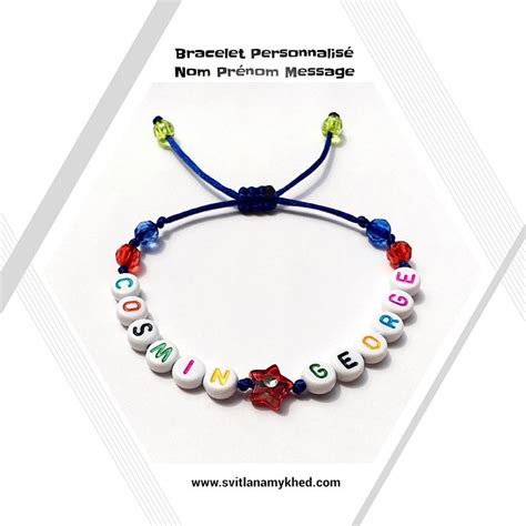 Pin auf Bracelet avec prénom nom message initiales