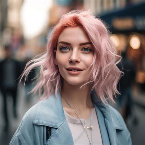 Retrato Generativo De Ai Joven Mujer Asi Tica Rebelde De Cabello Rosado