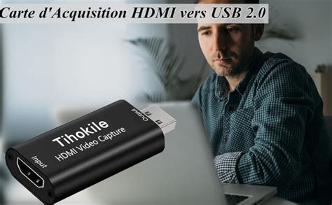 Tihokile Adaptateur HDMI Vers USB 2 0 Carte De Capture Audio Video