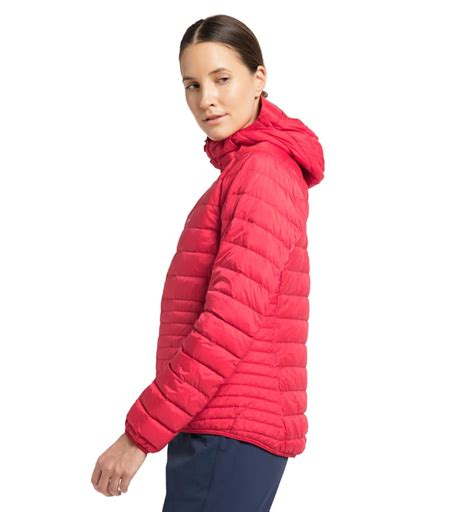 Micro Nordic Down Hood Women Scarlet Red Vinterjackor Parkas