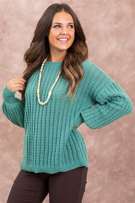 Jade Textured Round Neck Sweater · Filly Flair