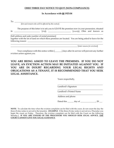 Free Ohio Eviction Notice Forms 4 Pdf Word Eforms