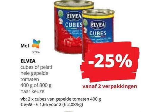 Elvea Cubes Of Pelati Hele Gepelde Tomaten Promotie Bij Spar Colruyt