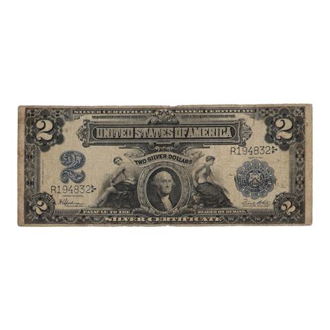 1899 United States $2 Two Dollar Silver Certificate Bank Note ...