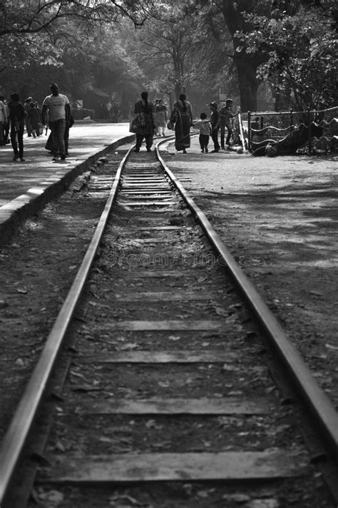 Train Tracks Isolated Black and White Editorial Image - Image of ...