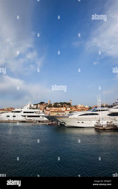 Old Town Skyline Of Cannes City With Luxury Yachts In Port Of Cannes