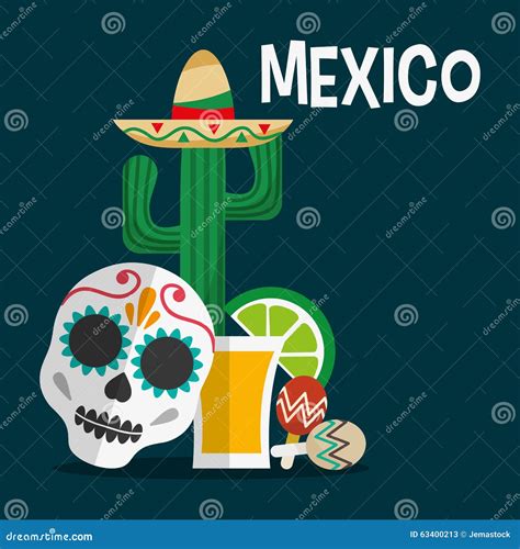 Mexico landmarks design stock vector. Illustration of district - 63400213