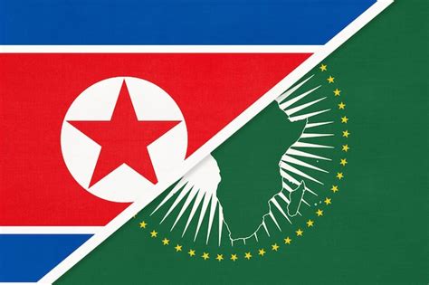 Premium Photo | African union and north korea or dprk national flag ...