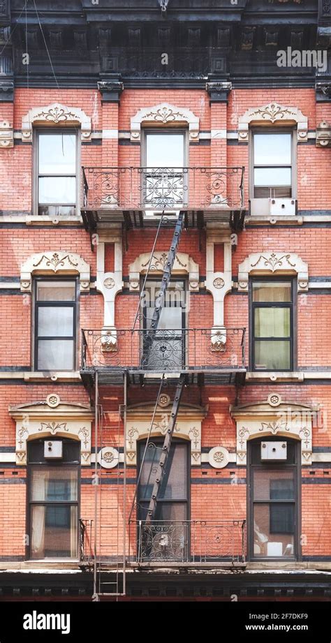 Old Red Brick Building With Fire Escape New York City Usa Stock Photo