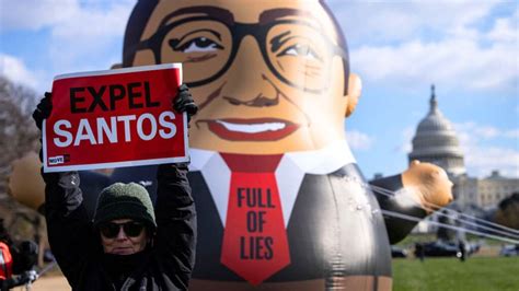 Protesters fly massive George Santos balloon outside Capitol, demanding he be expelled | Fox News