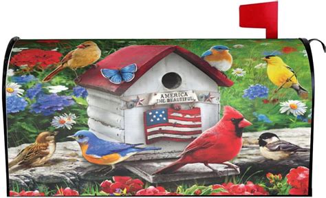 Cardinal Bird Mailbox Covers Magnetic X Inch With Flower Bird