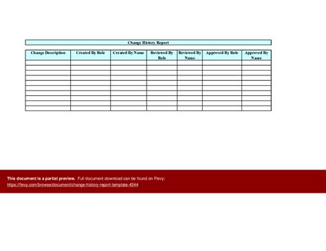 Excel Template Change History Report Template Excel Template XLS Flevy