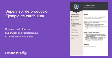 Ejemplos De Curriculum Vitae Supervisor De Producci N Plantilla Y