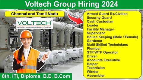 Voltech Group Hiring 2024 | Hiring for Multiple Positions in Chennai ...