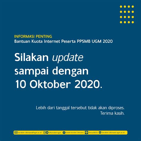 Bantuan Kuota Internet Peserta PPSMB UGM 2020 Subdit Pengembangan