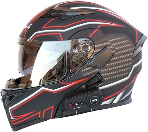 BCCDP Motorradhelm Klapphelm Mit Bluetooth Klapphelm Motorrad Herren