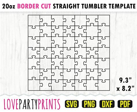 Puzzle Tumbler Wrap Svg Dxf Png Pdf Oz Skinny Tumbler Etsy